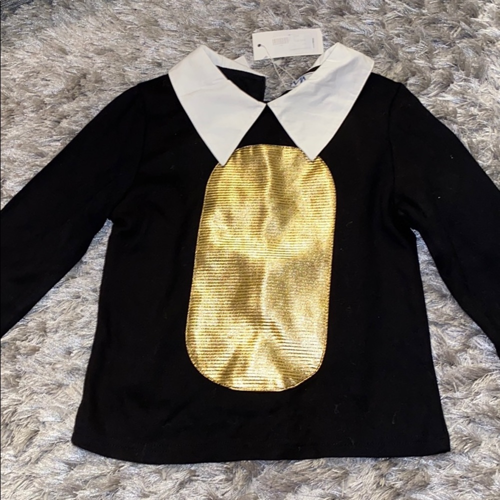 Bnwt Girls collared shirt  black w gold  sz 6